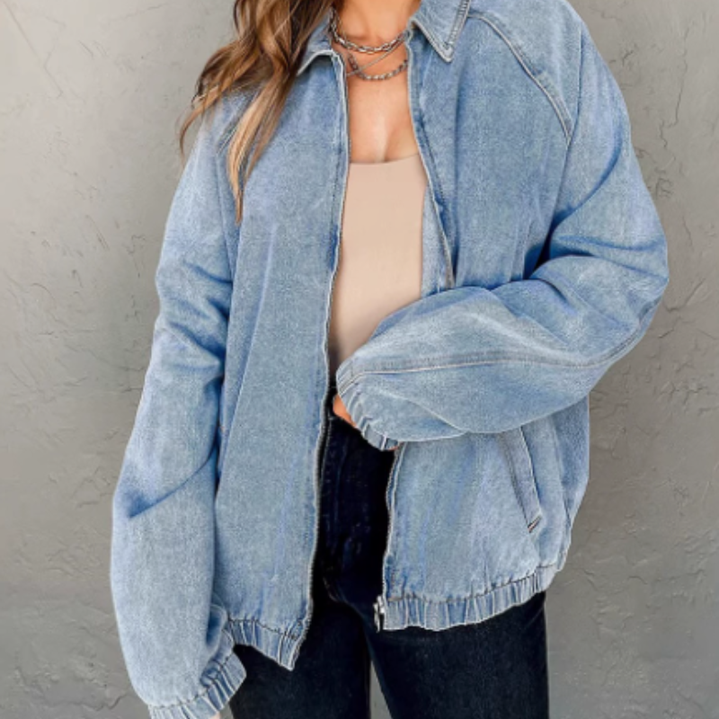 Megan | Women's Zip-Up Bomber Jacket - Image 2