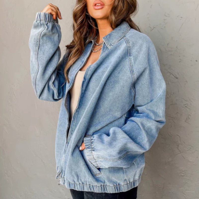 Megan | Women's Zip-Up Bomber Jacket - Image 3