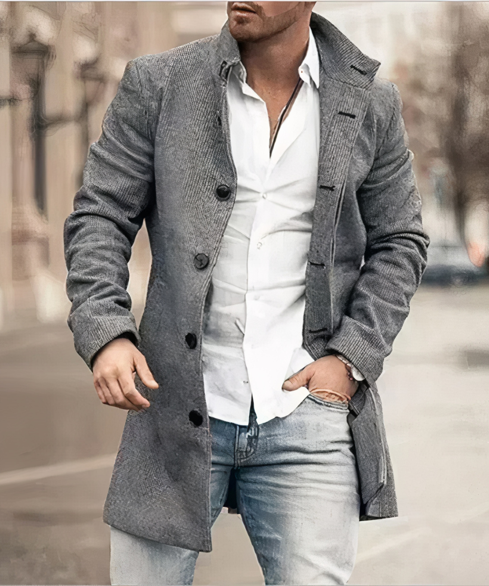Men's Button-Front Trench Coat