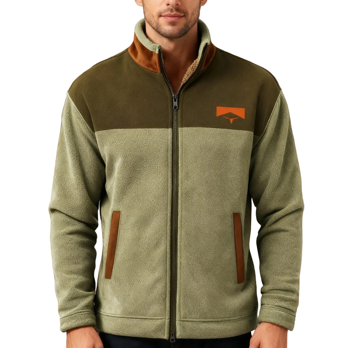 Men's Casual Zip-Up Fleece Jacket with Turn-Down Collar