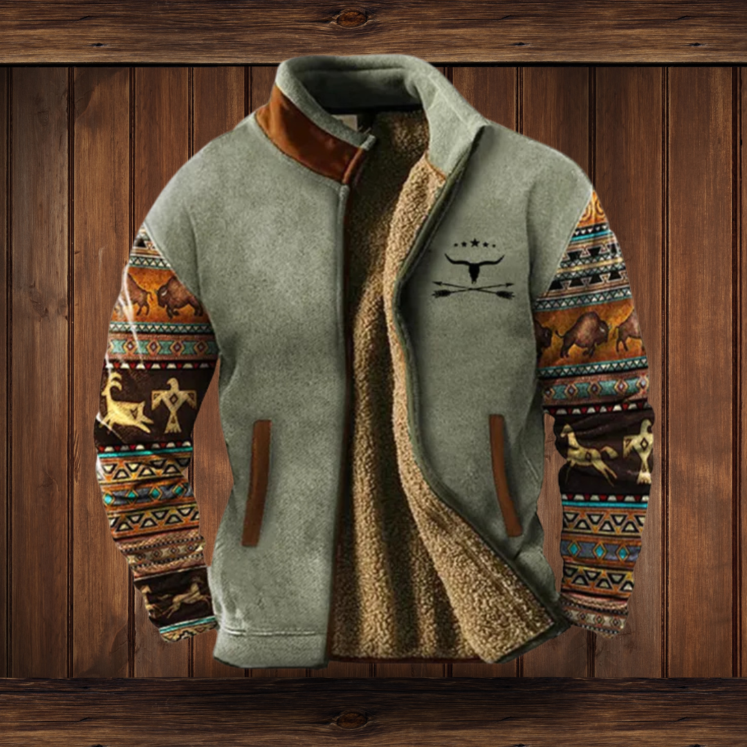 Men's Casual Zip-Up Fleece Jacket with Turn-Down Collar