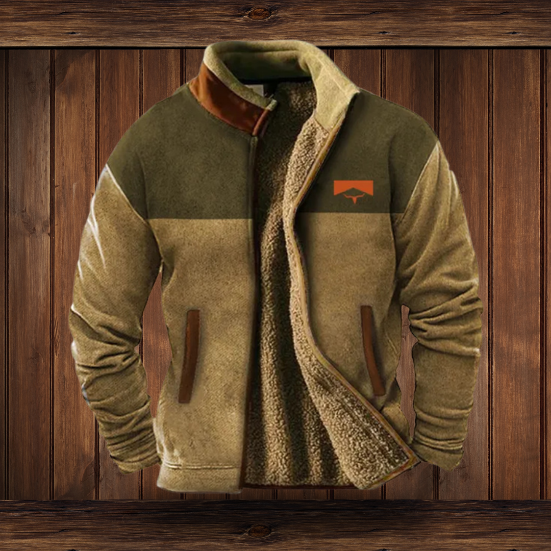 Men's Casual Zip-Up Fleece Jacket with Turn-Down Collar