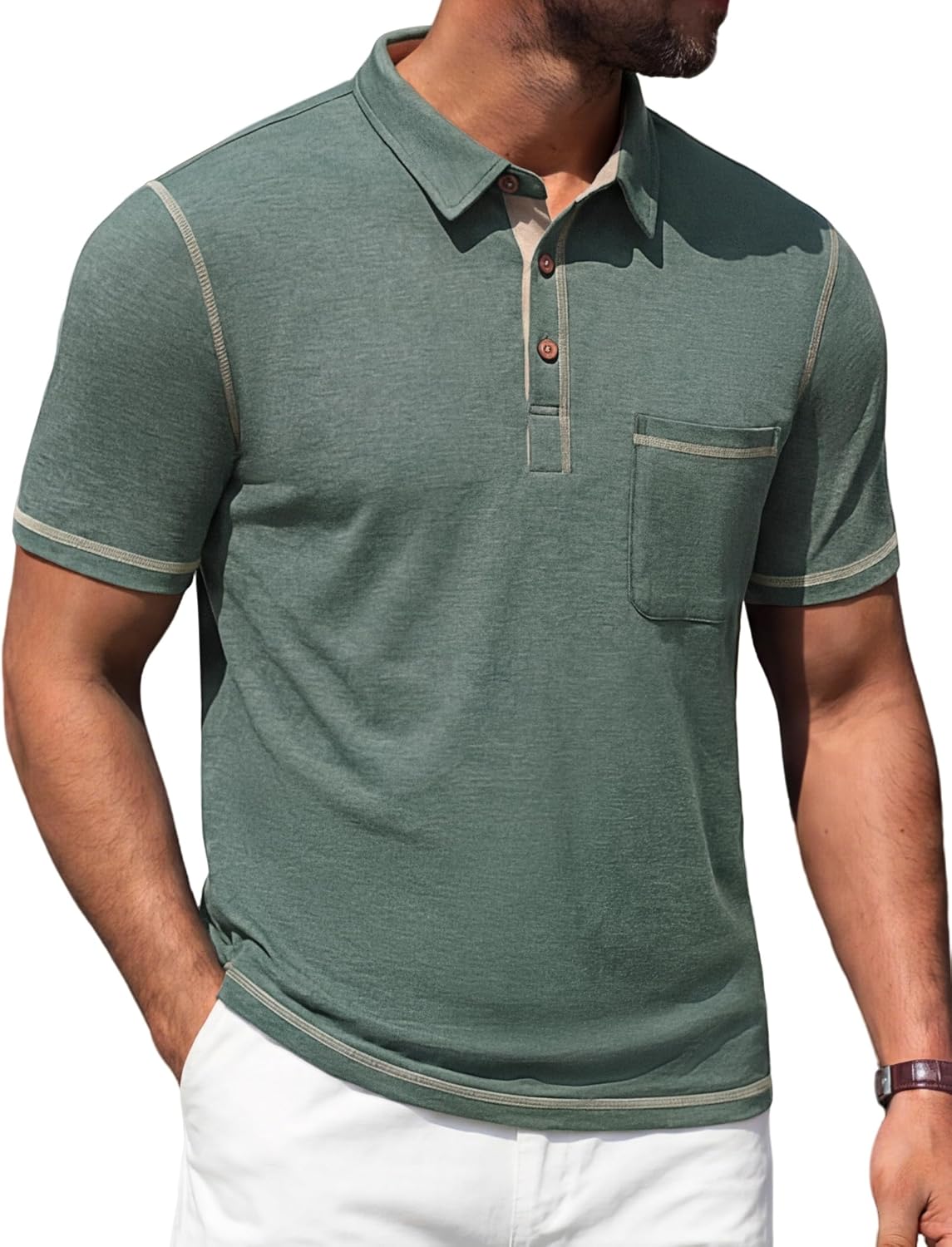 Men's Contrast Stitch Short-Sleeve Polo
