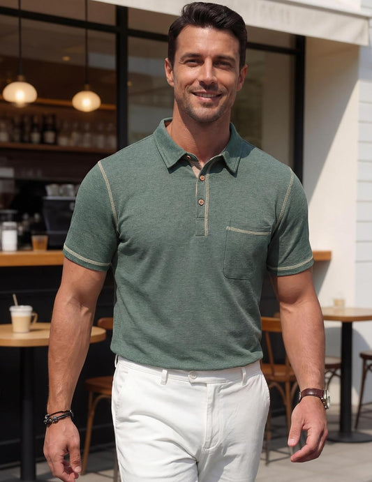Men's Contrast Stitch Short-Sleeve Polo