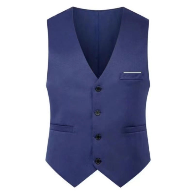 Men's Elegant Satin Waistcoat with V-Neck and Slim-Fit Suit Trousers