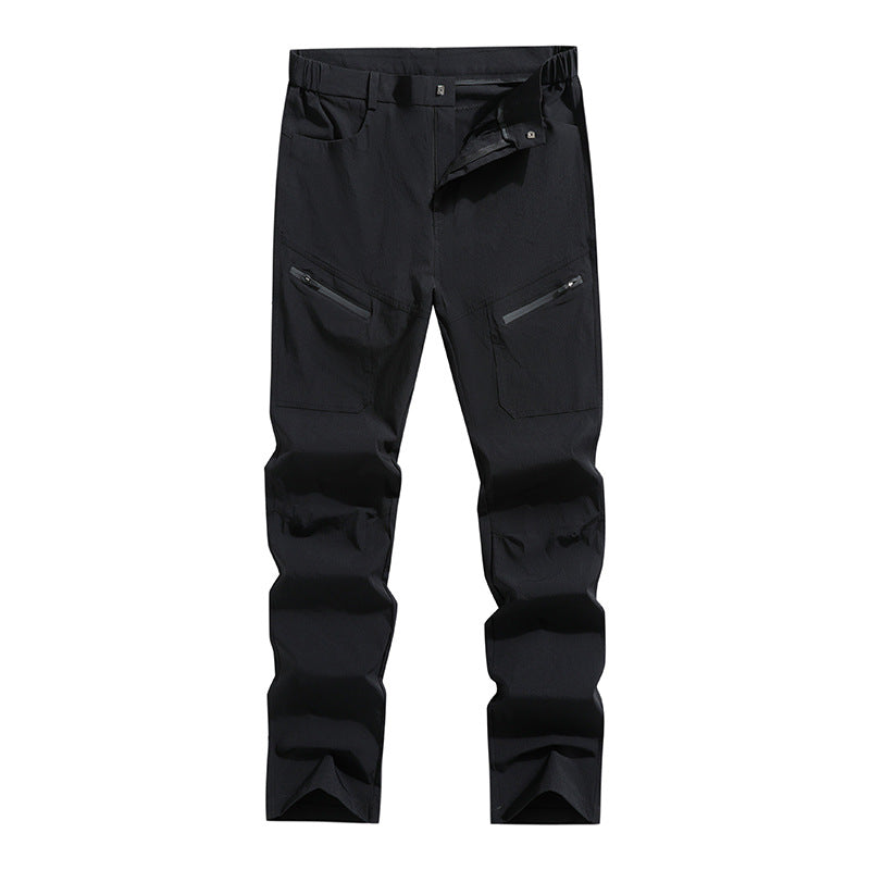 Men's Ergonomic Stretch Trekking Pants with Concealed Zipper Pockets and Pre-Shaped Knees