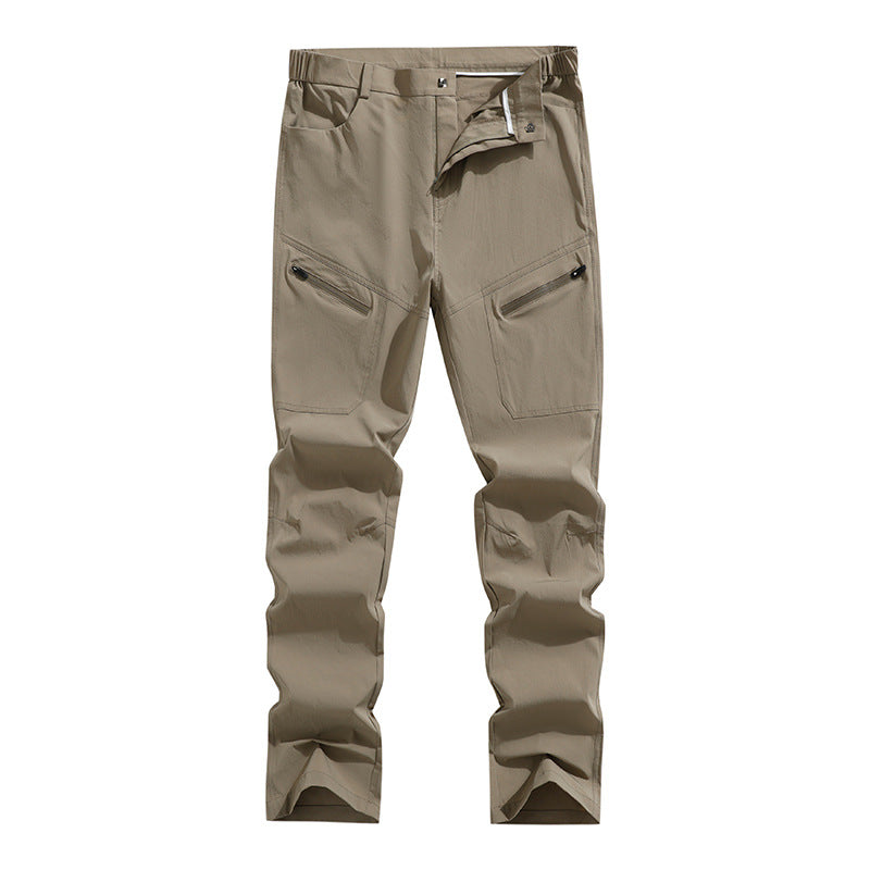 Men's Ergonomic Stretch Trekking Pants with Concealed Zipper Pockets and Pre-Shaped Knees