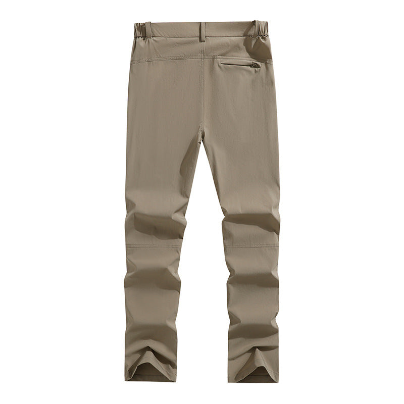 Men's Ergonomic Stretch Trekking Pants with Concealed Zipper Pockets and Pre-Shaped Knees
