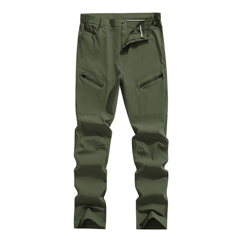 Men's Ergonomic Stretch Trekking Pants with Concealed Zipper Pockets and Pre-Shaped Knees