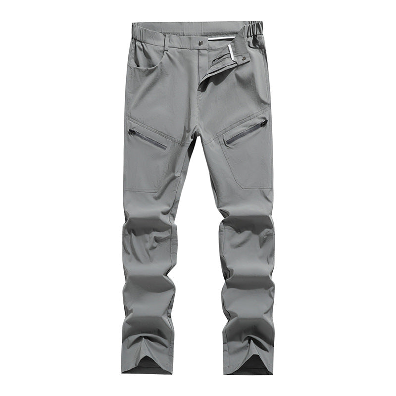 Men's Ergonomic Stretch Trekking Pants with Concealed Zipper Pockets and Pre-Shaped Knees