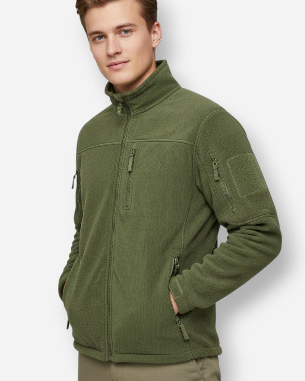 Men's Fleece Jacket | High Collar & Full Zip | Classic Jacket with Zippered Pockets for Everyday & Outdoor Wear