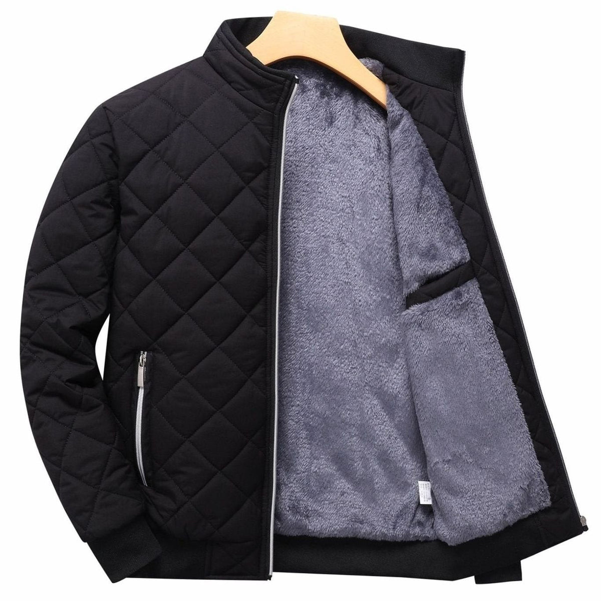Men's Fleece-Lined Quilted Full-Zip Bomber Jacket