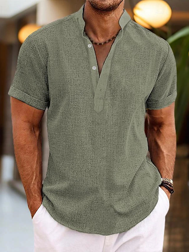 Men's Henley V-Neck Shirt