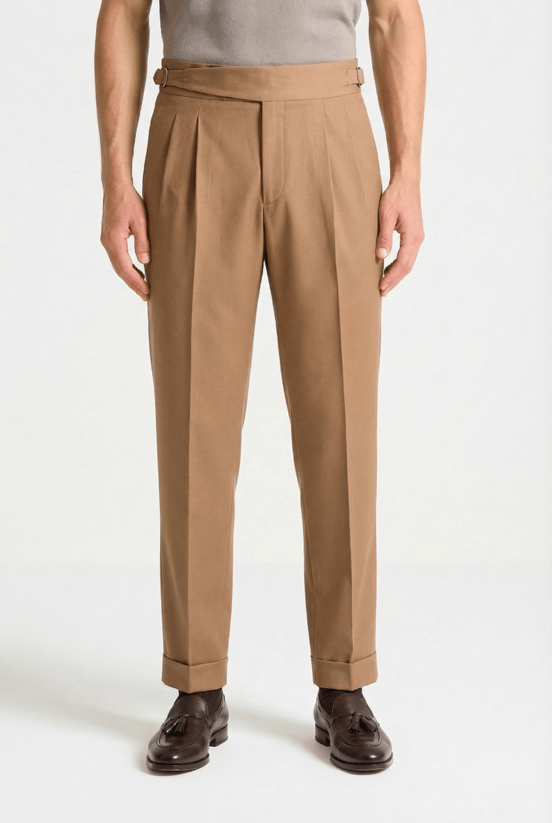Men's High-Waisted Pleated Trousers