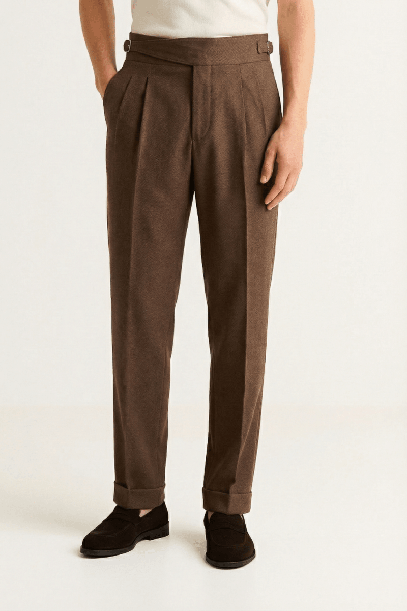 Men's High-Waisted Pleated Trousers