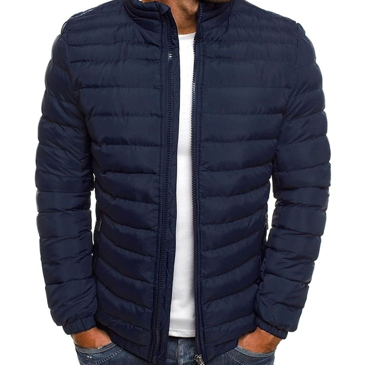 Men's Lightweight Quilted Stand-Collar Puffer Jacket