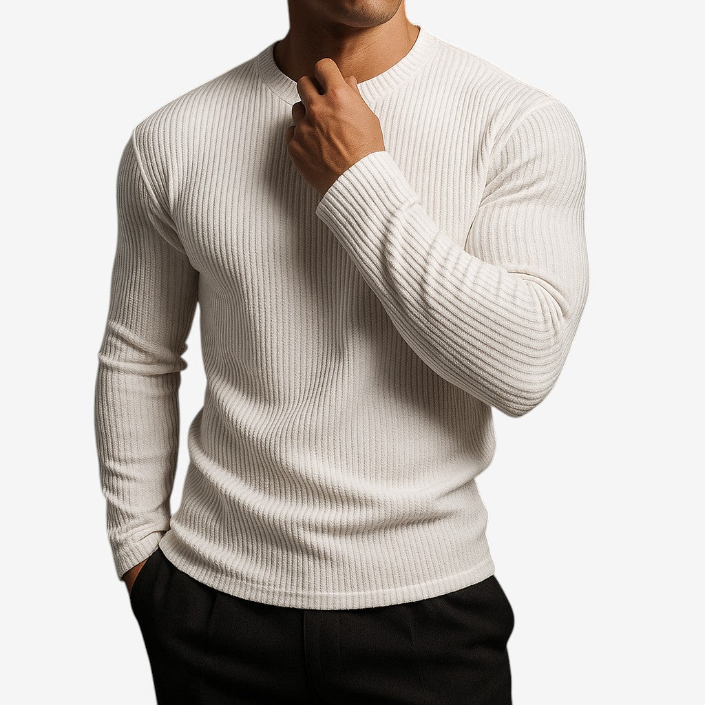Men's Long-Sleeve Crew Neck Striped Sweater