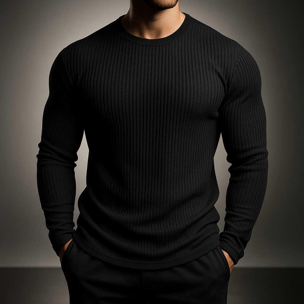 Men's Long-Sleeve Crew Neck Striped Sweater
