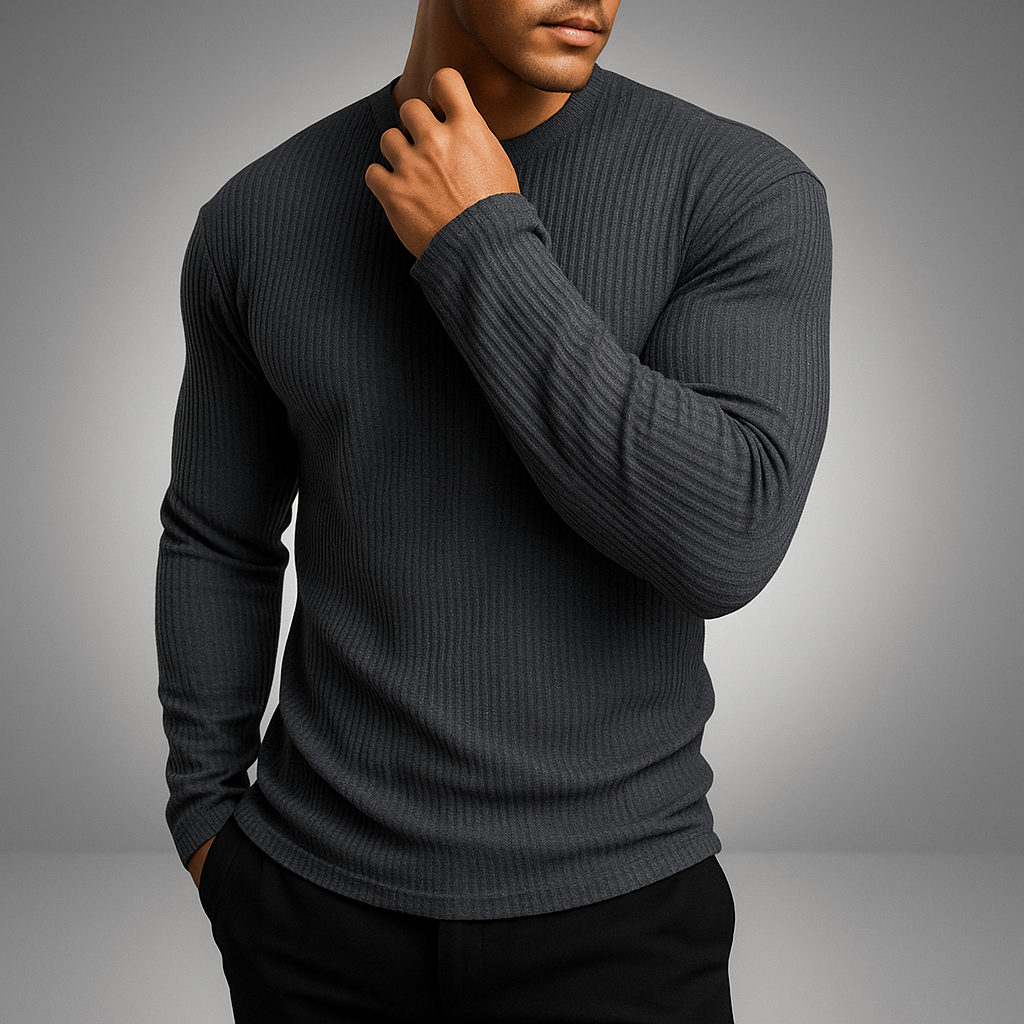 Men's Long-Sleeve Crew Neck Striped Sweater