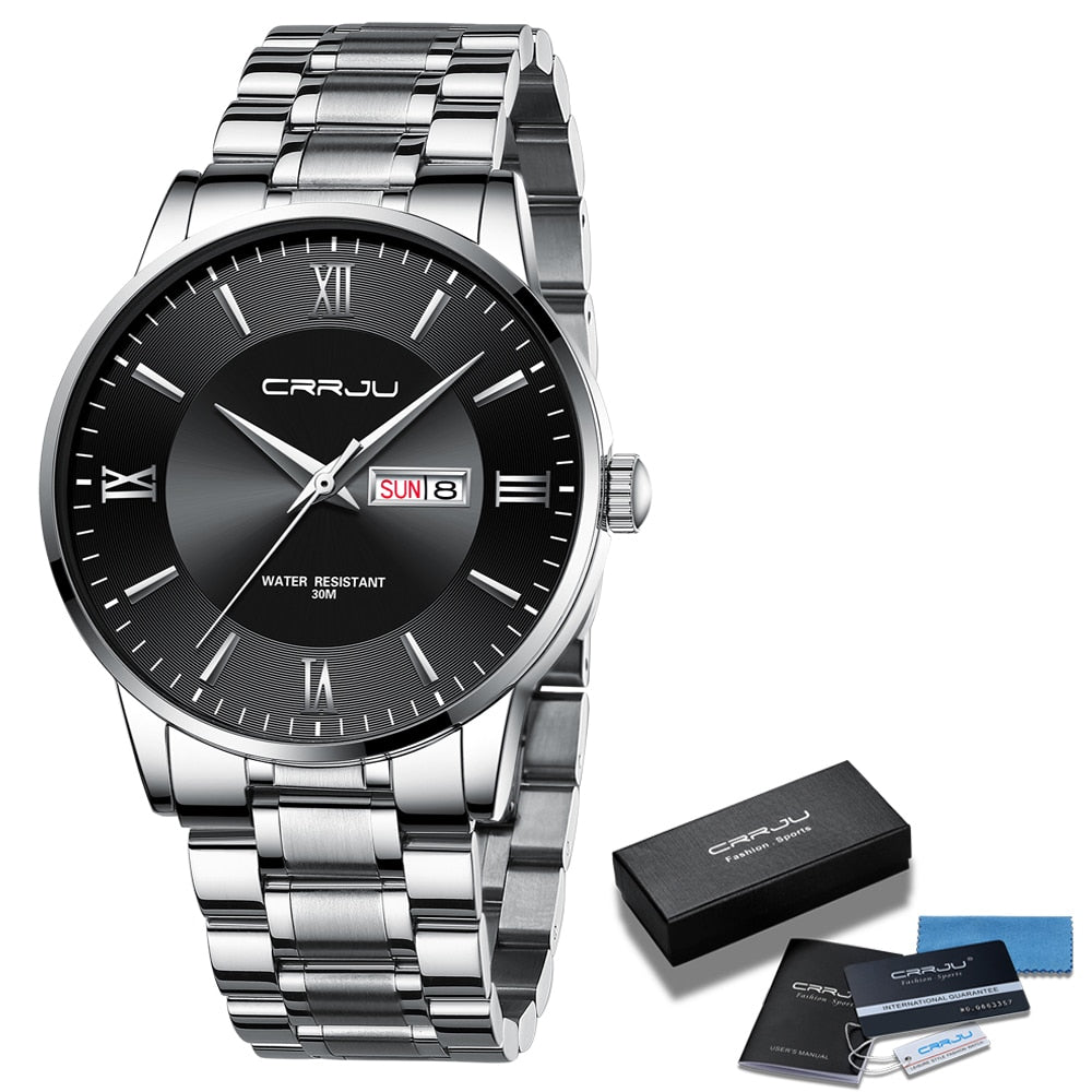 Men's Luxury Waterproof Sports Watch – Stainless Steel Quartz Chronograph