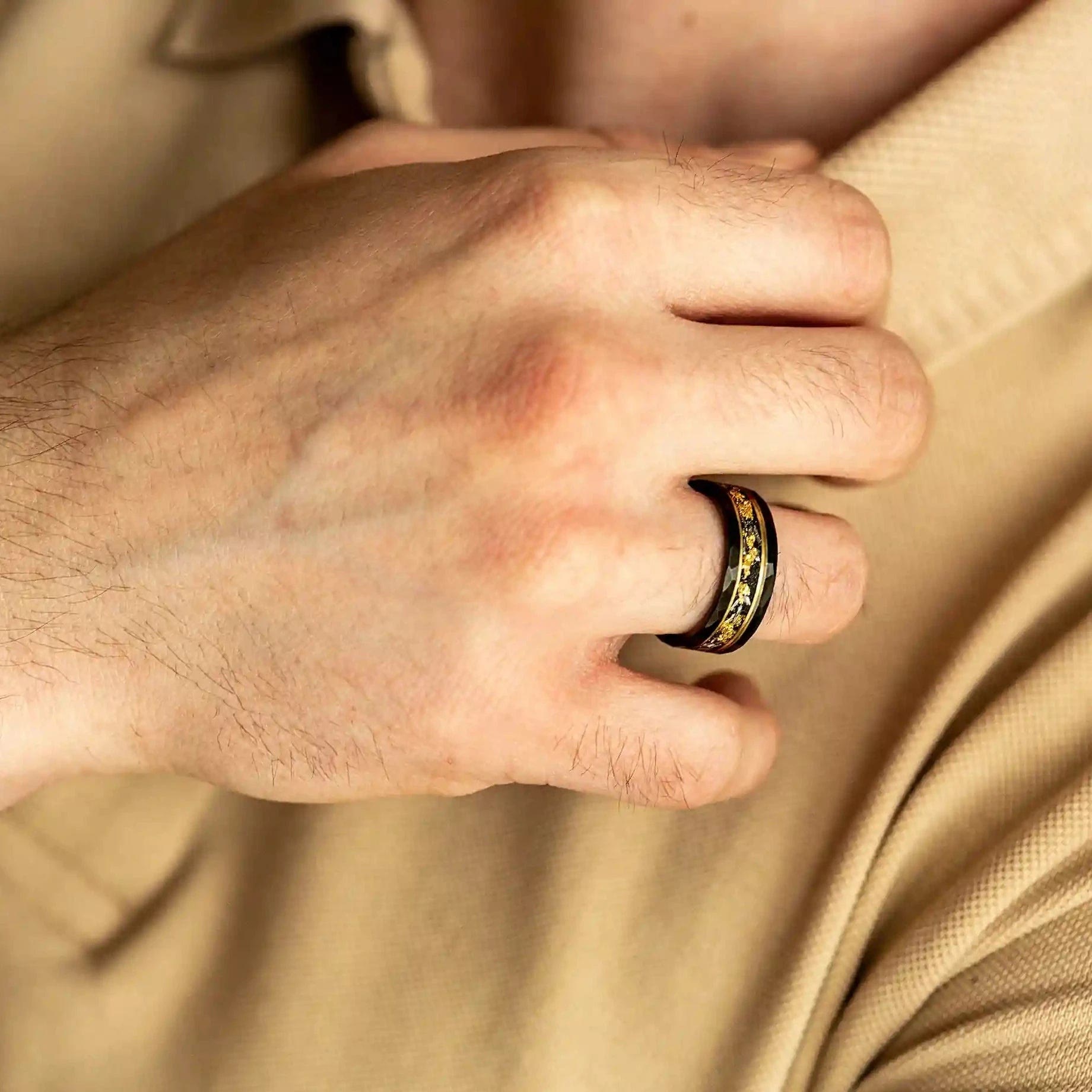 Men's Meteorite Tungsten Ring