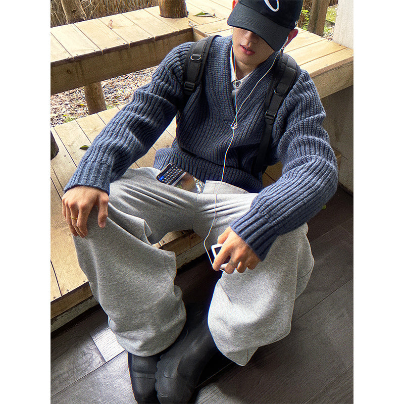 Men's Oversized Cardigan with Button Closure