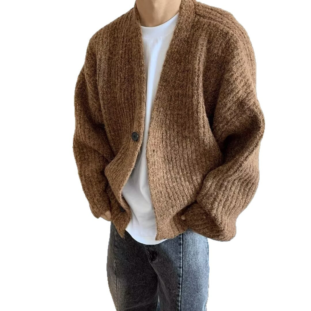 Men's Oversized Cardigan with Button Closure