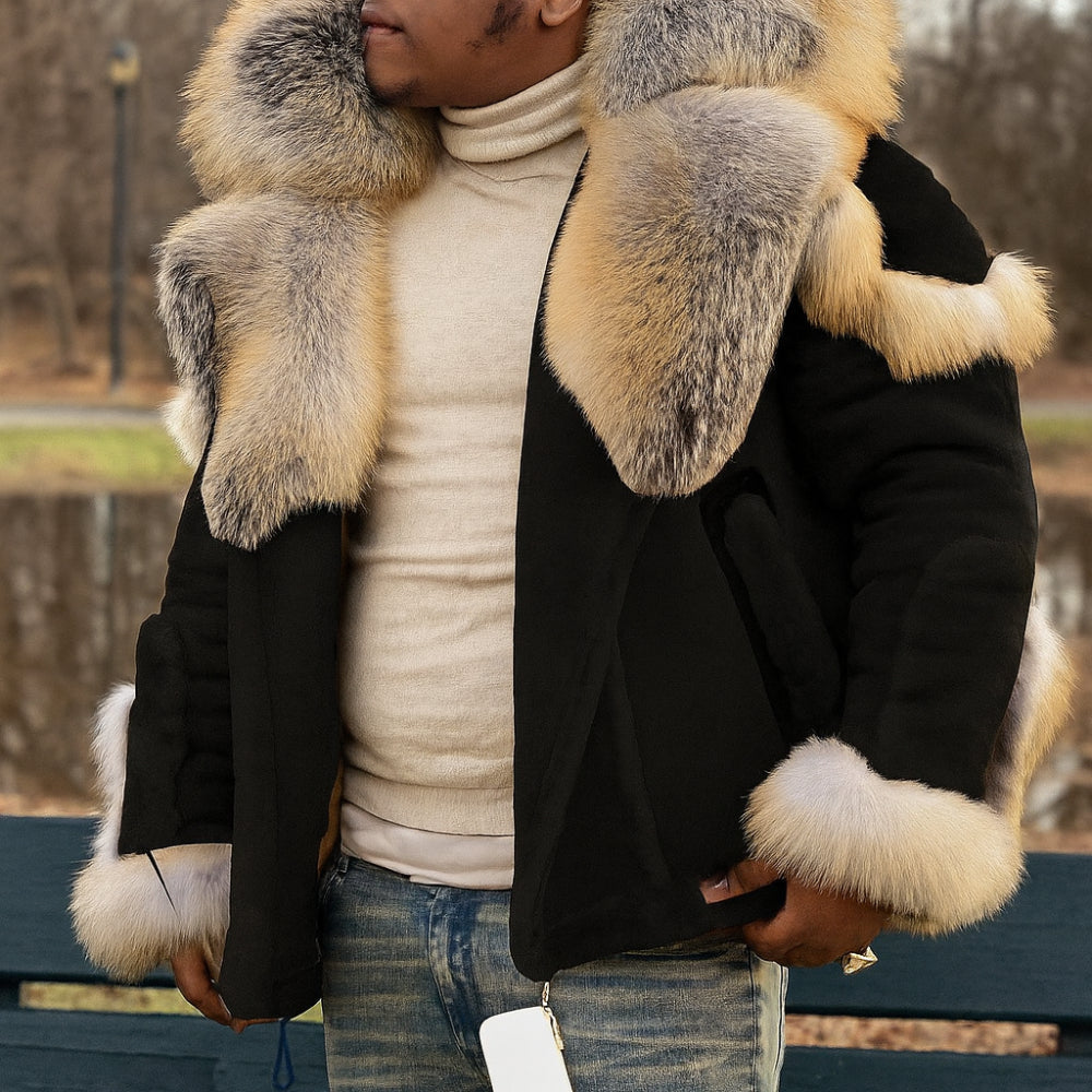 Men's Oversized Winter Coat with Heavy Collar