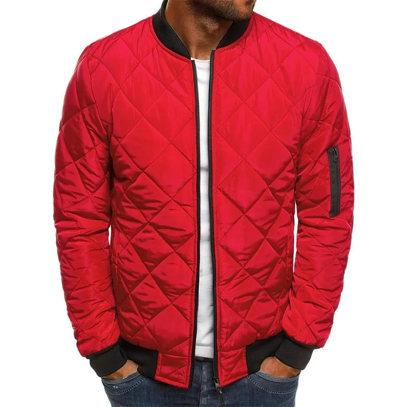 Men's Quilted Bomber Jacket - Lightly Padded & Windproof