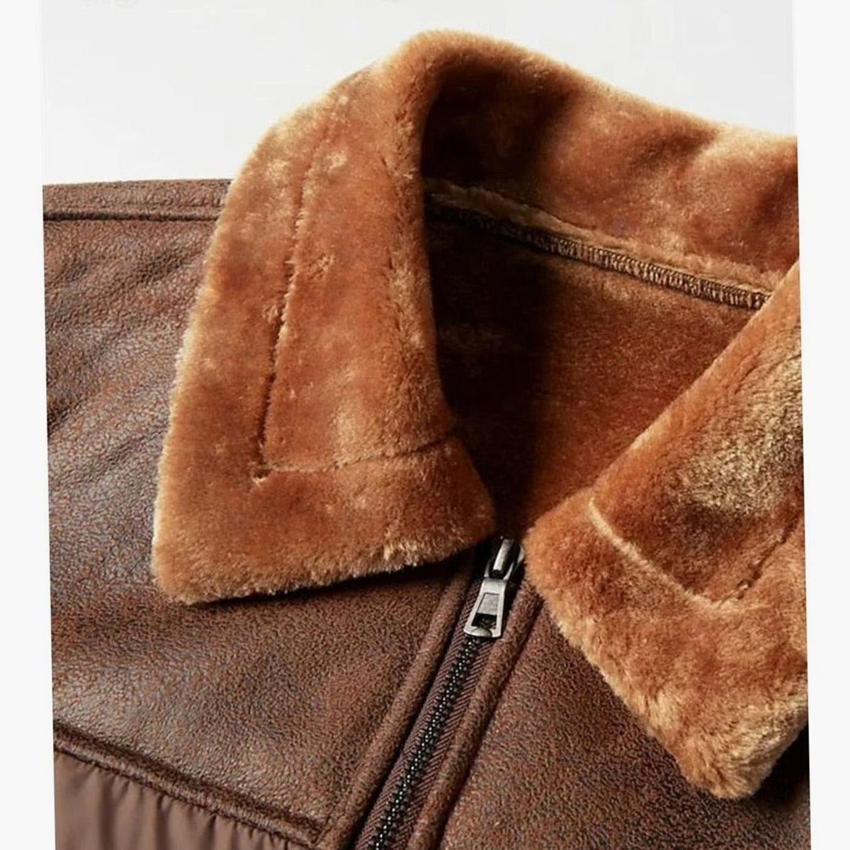 Men's Quilted Faux-Leather Insulated Winter Coat with Sherpa Collar