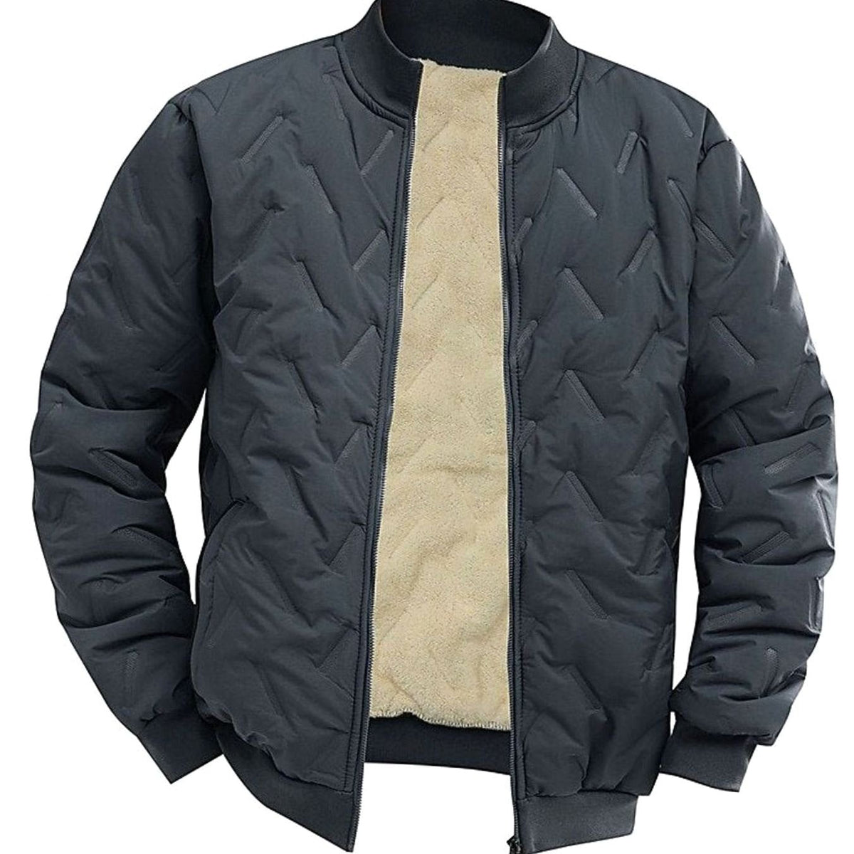 Men's Quilted Fleece-Lined Full-Zip Bomber Jacket