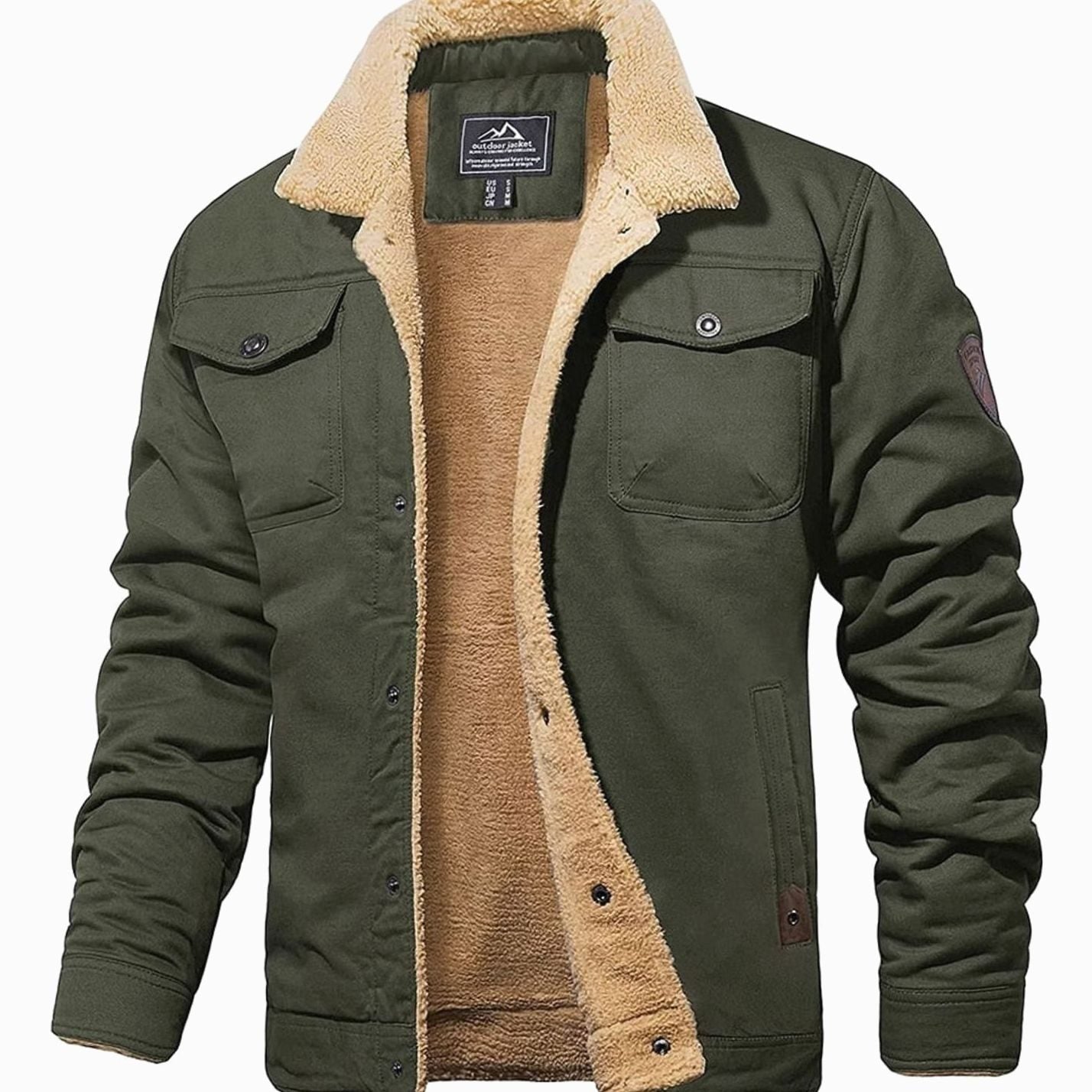 Men's Sherpa-Lined Fleece Collar Winter Jacket