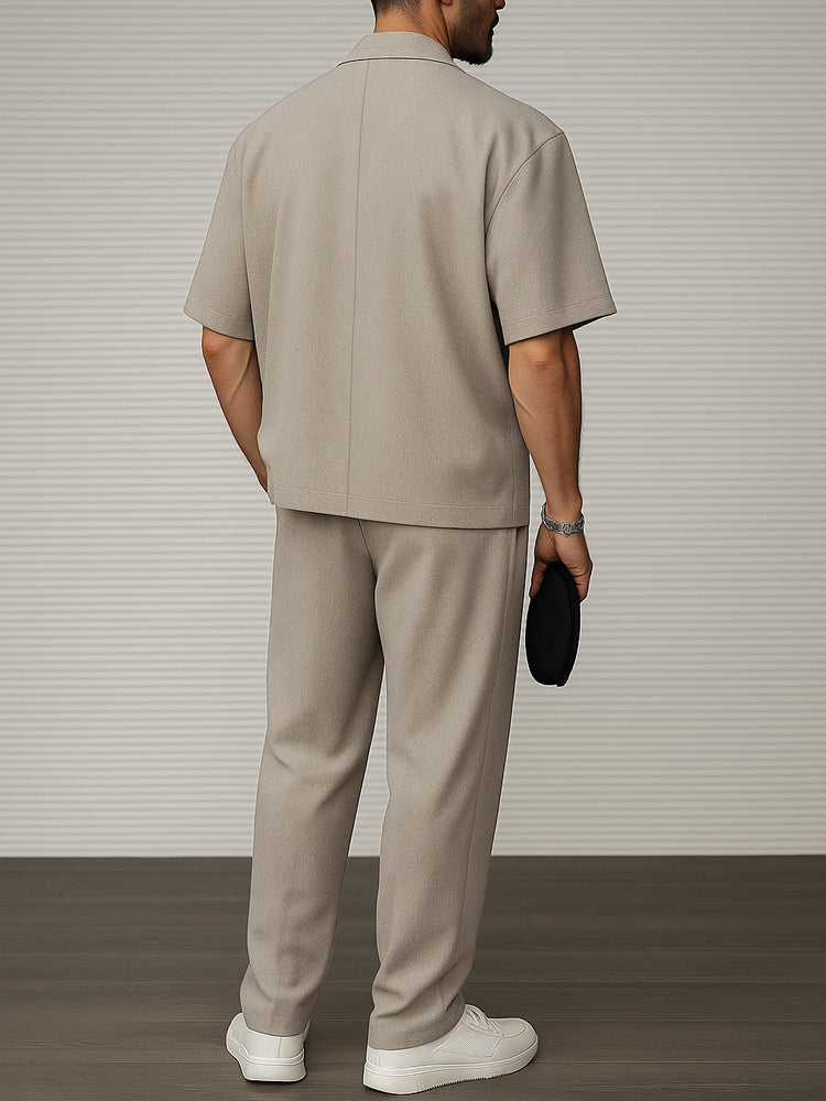 Men's Short Sleeve Blazer and Tailored Trousers Set