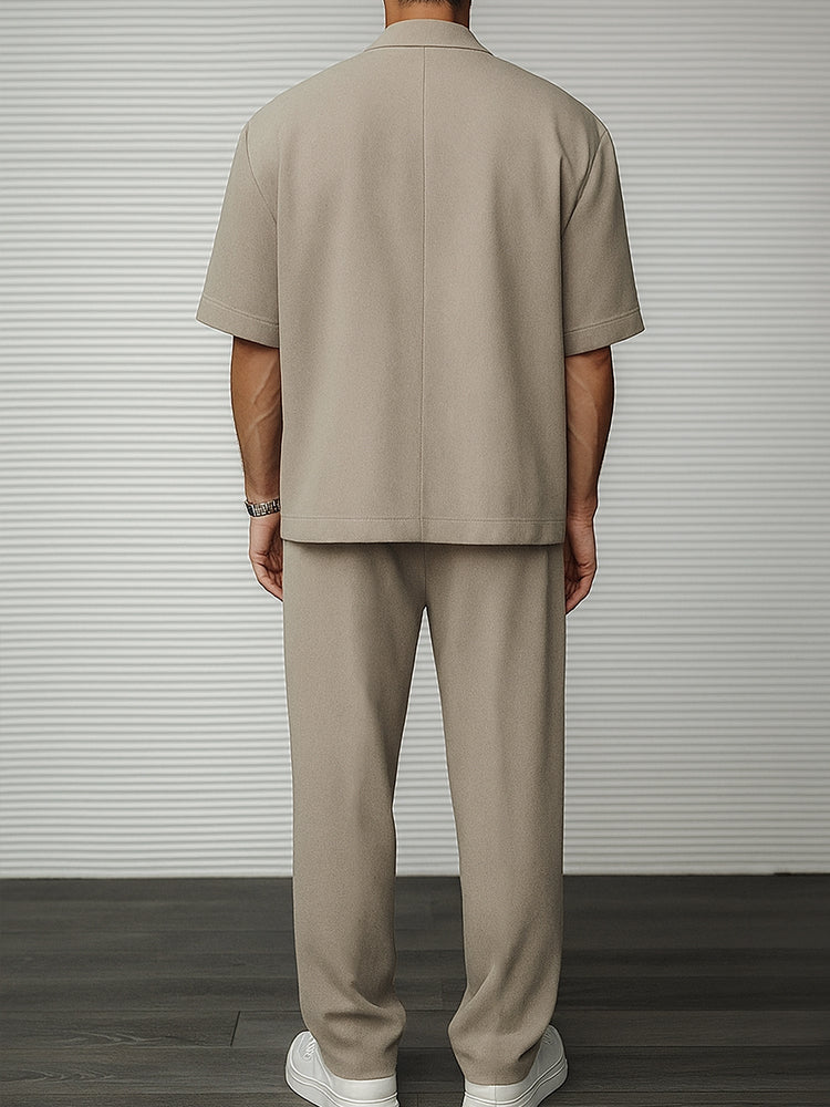 Men's Short Sleeve Blazer and Tailored Trousers Set