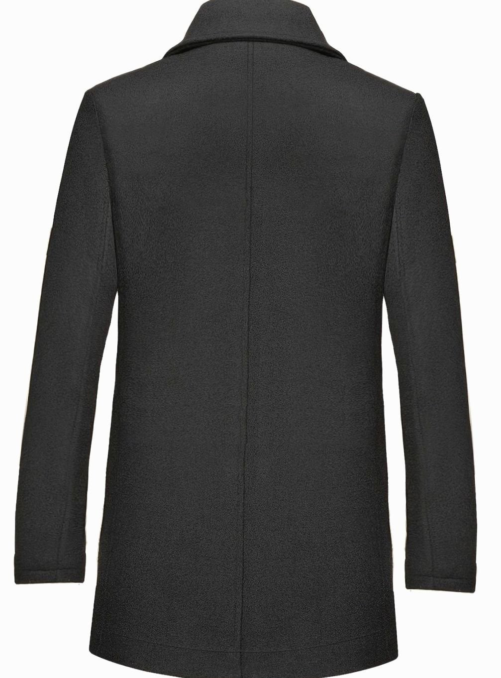 Men's Single-Breasted Tailored Lapel Wool Overcoat with Scarf