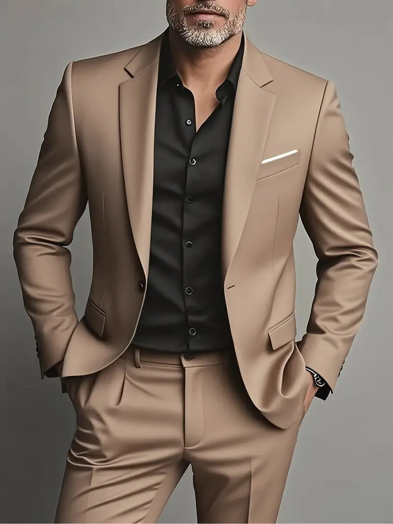 Men’s Slim Fit Two-Piece Suit for Business & Evening Events