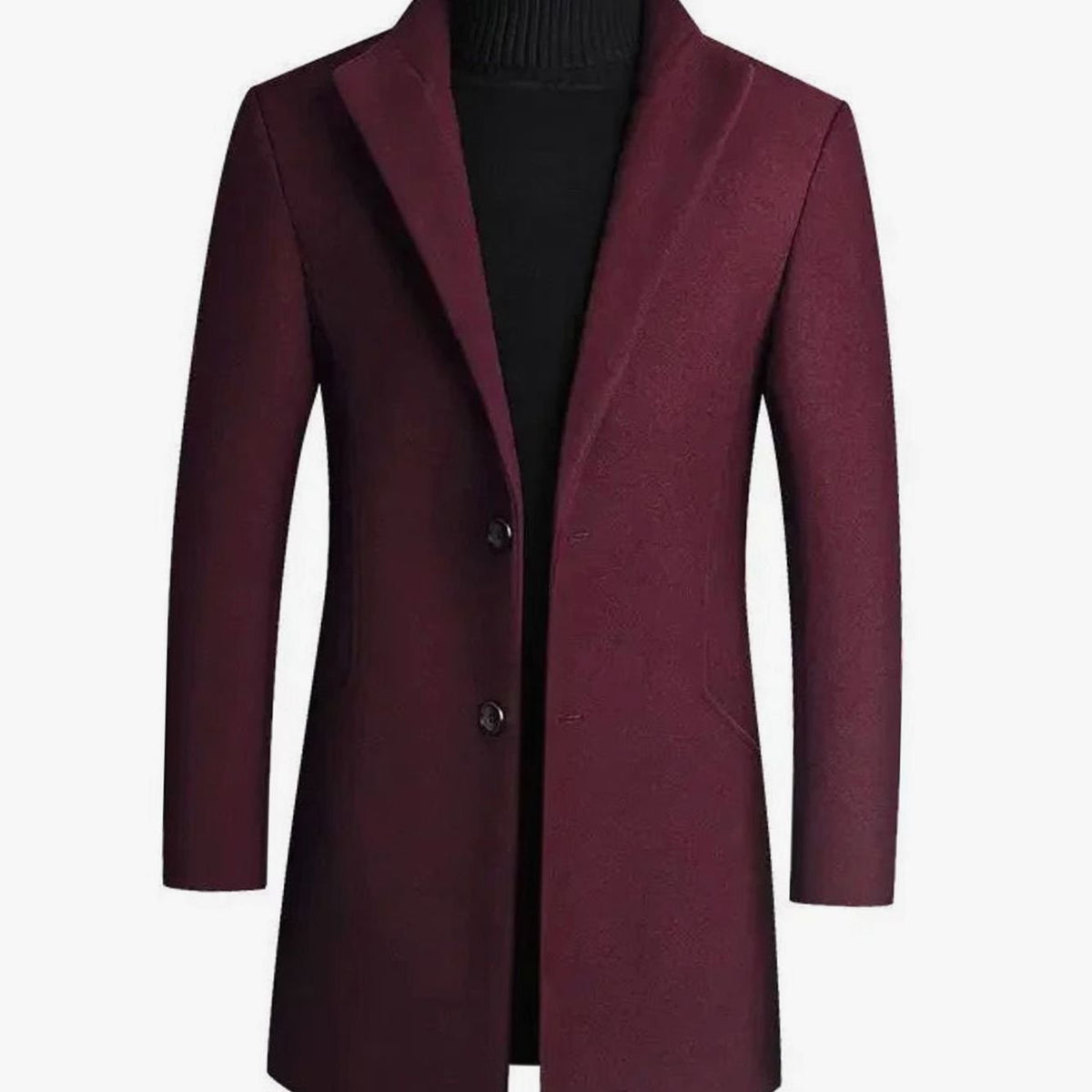 Men's Slim-Fit Wool Blend Notch Lapel Winter Coat