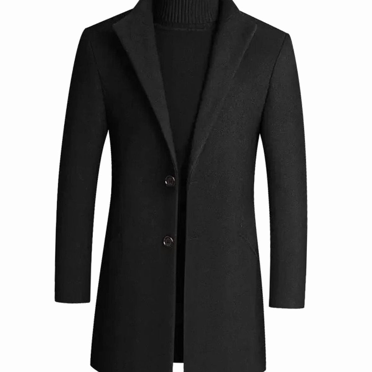 Men's Slim-Fit Wool Blend Notch Lapel Winter Coat