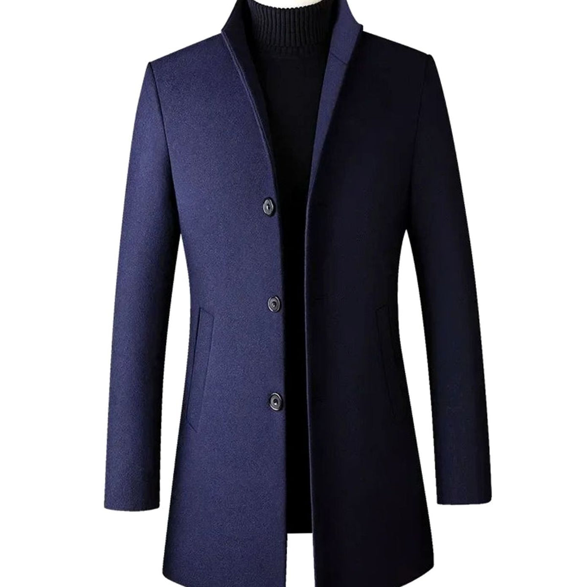 Men's Slim-Fit Wool Blend Notch Lapel Winter Coat