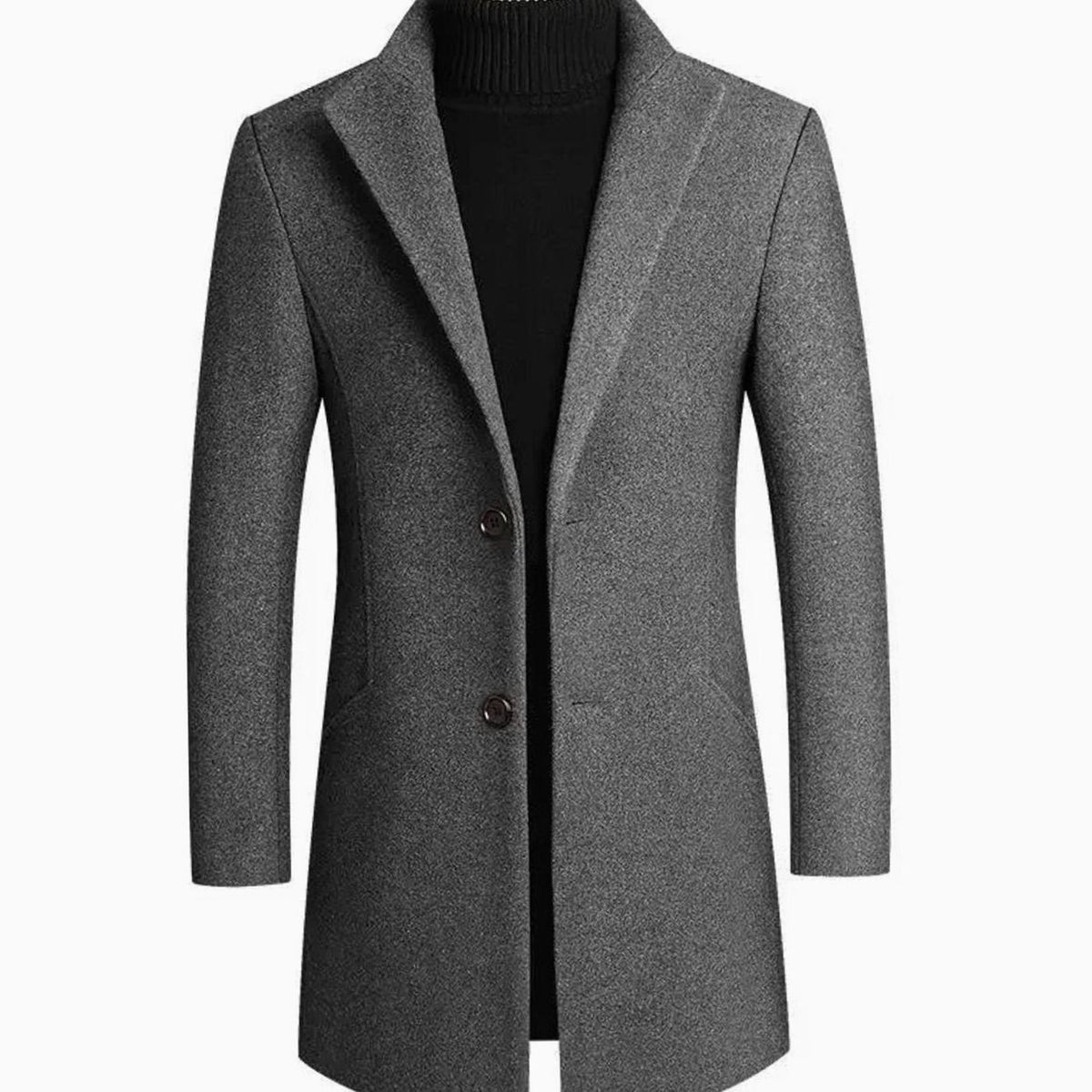 Men's Slim-Fit Wool Blend Notch Lapel Winter Coat