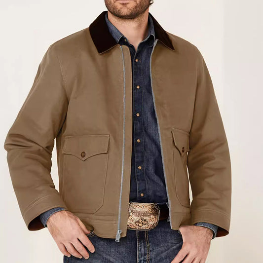Men's Smart Casual Regular Fit Zip-Front Jacket with Flap Pockets
