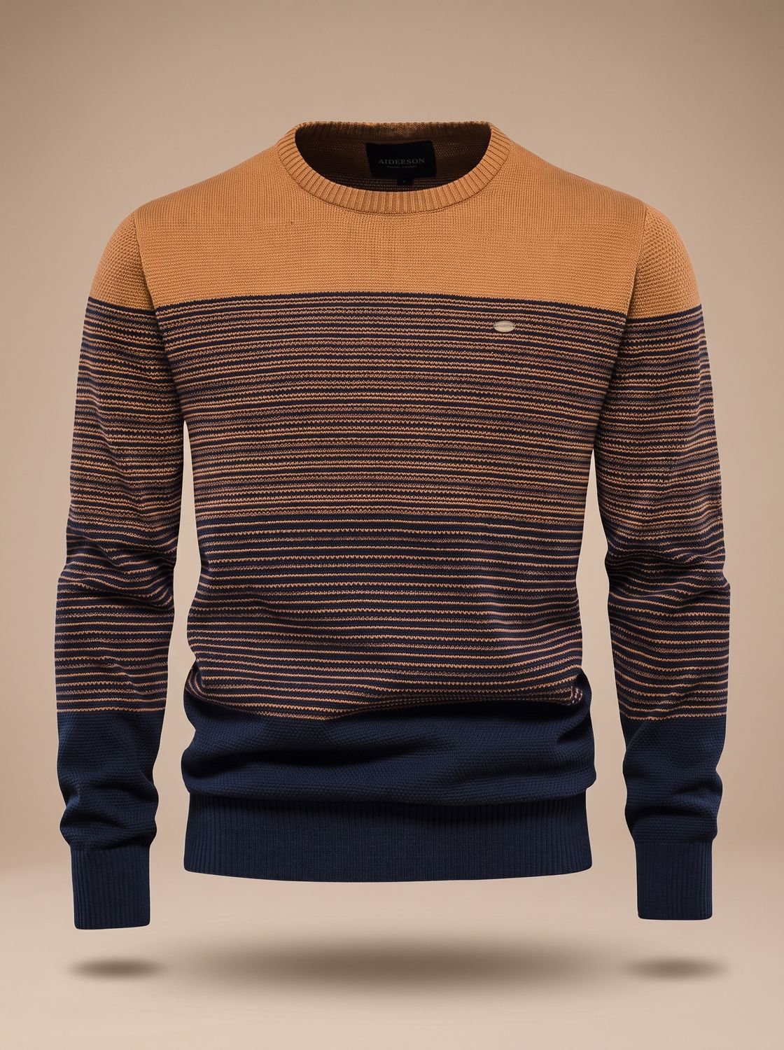 Men's Striped Color-Block Crew-Neck Knit Sweater