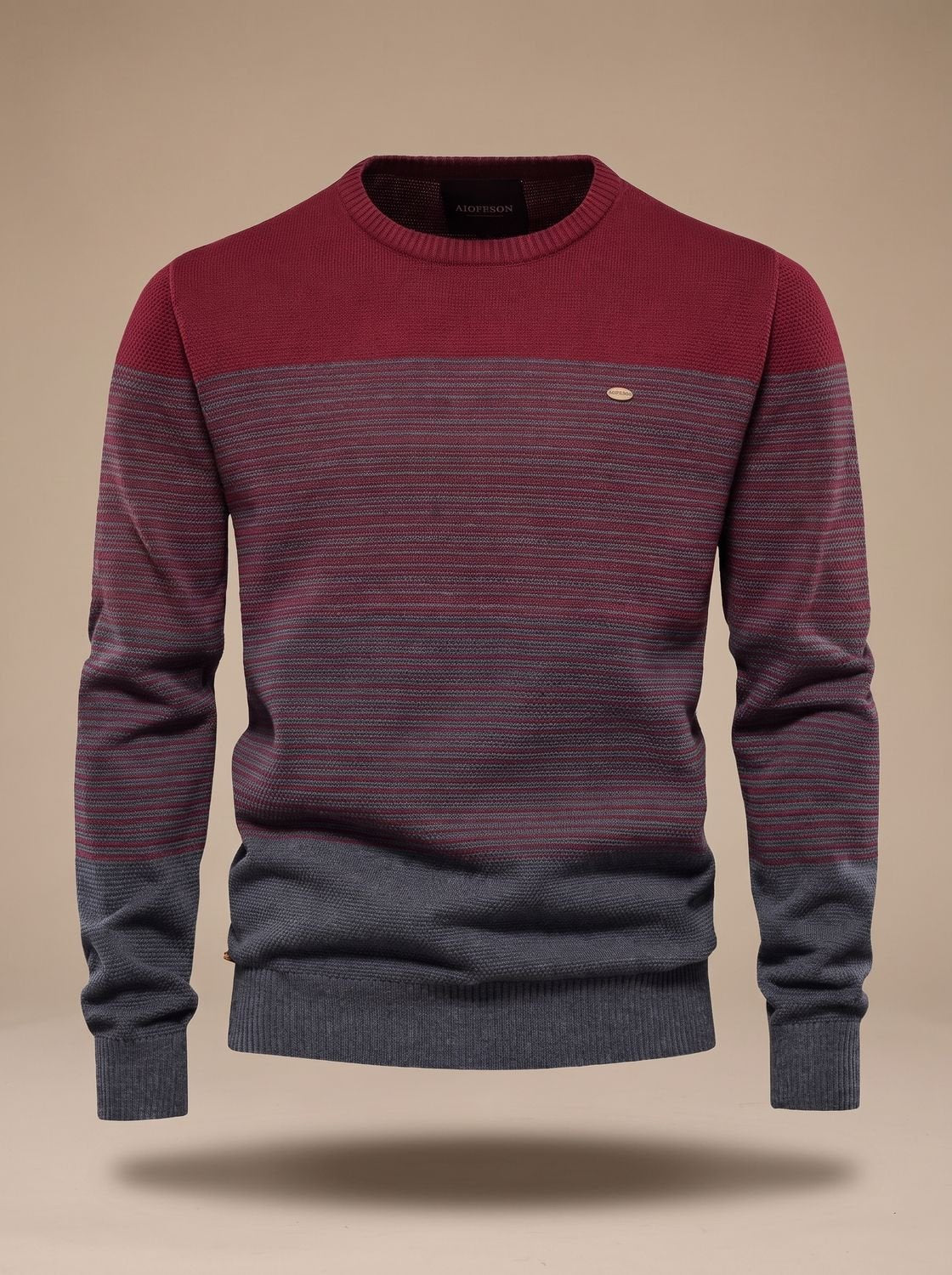 Men's Striped Color-Block Crew-Neck Knit Sweater