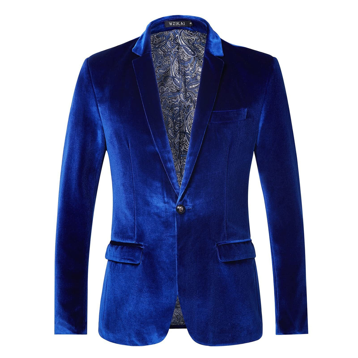 Men's Tailored Velvet Tuxedo Jacket with Satin Lapels and Single-Button Closure