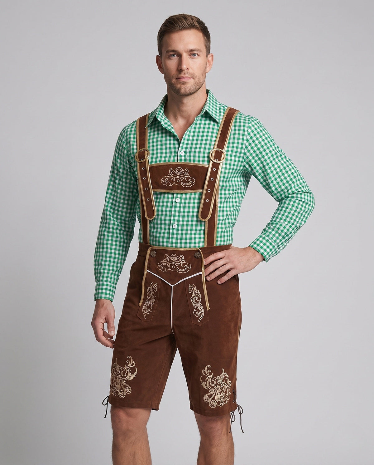 Men's Trachten Bib Pants with Traditional Embroidery
