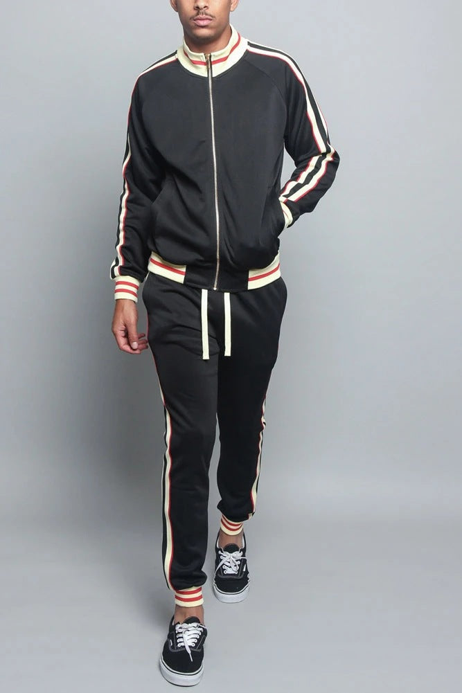 Men's Tracksuit | Striped Jacket & Sweatpants - Comfort