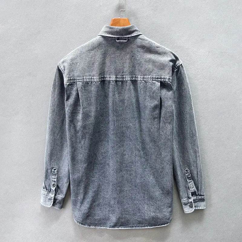 Men's Vintage Stonewashed Button-Up Shirt