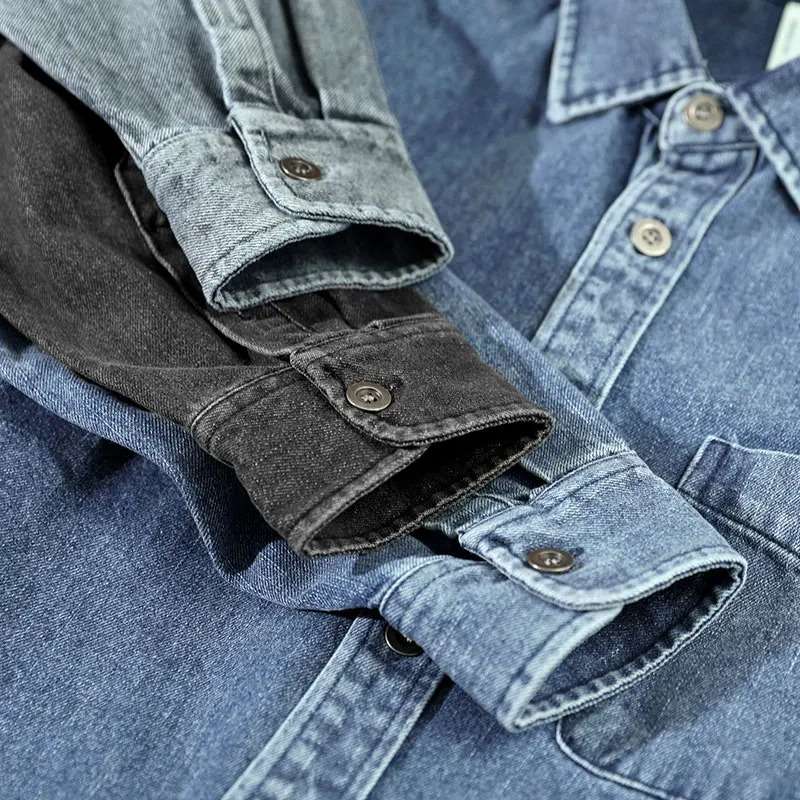 Men's Vintage Stonewashed Button-Up Shirt