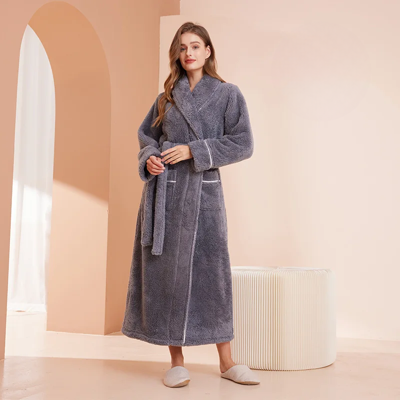 Men's Winter Flannel Fleece Bathrobe
