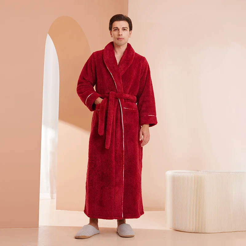 Men's Winter Flannel Fleece Bathrobe